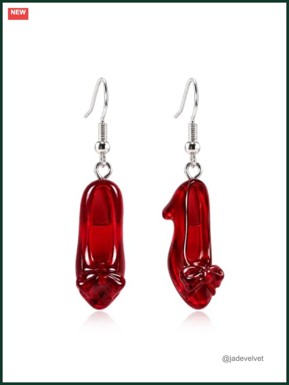 Red Shoe Costume Earrings 3D Crystal Alice Halloween Drop Dangle